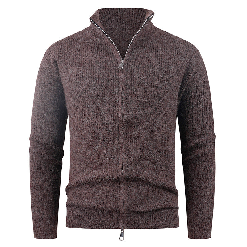 Herren Strickpullover mit hohem Kragen und dekorativem Reißverschluss R&B