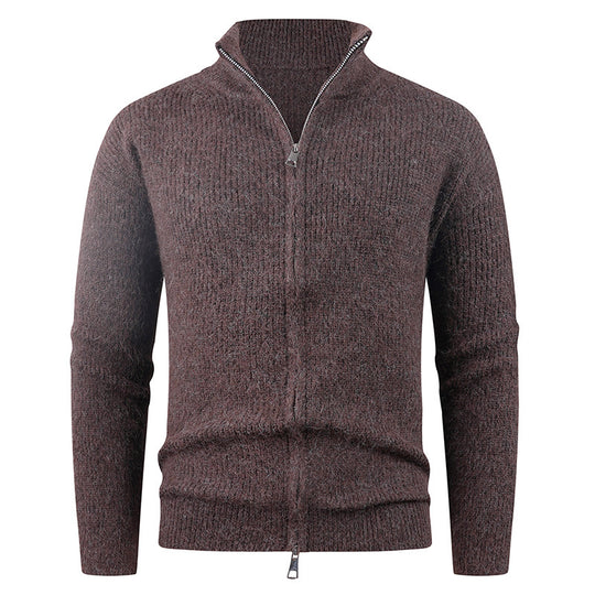 Herren Strickpullover mit hohem Kragen und dekorativem Reißverschluss R&B