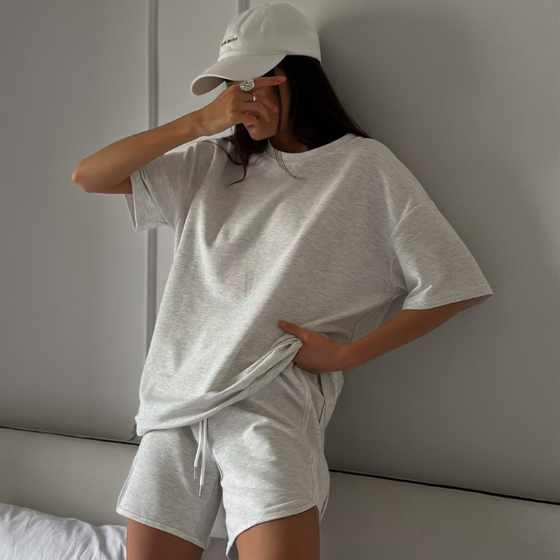 Damen lässiges T-Shirt und Shorts-Set mit lockerer Passform R&B