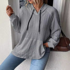 Damen Kapuzenpullover mit strukturiertem Muster und praktischer Kängurutasche R&B