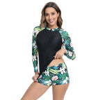 Damen Surfanzug mit langen Ärmeln und elegantem floralem Muster R&B