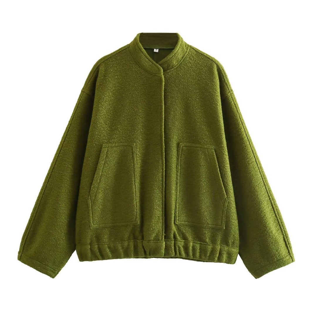 Damen Teddy-Fleece-Jacke mit hohen Kragen und aufgesetzten Taschen R&B