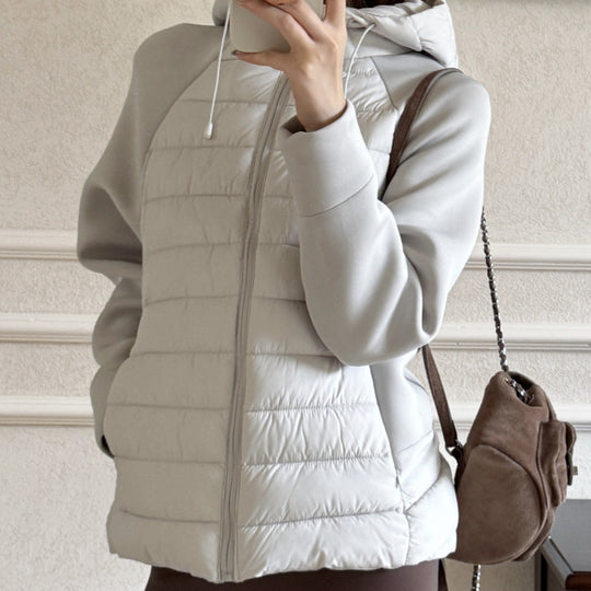 Damen Innovative Hybridjacke mit hohem Kragen und abnehmbarer Kapuze R&B