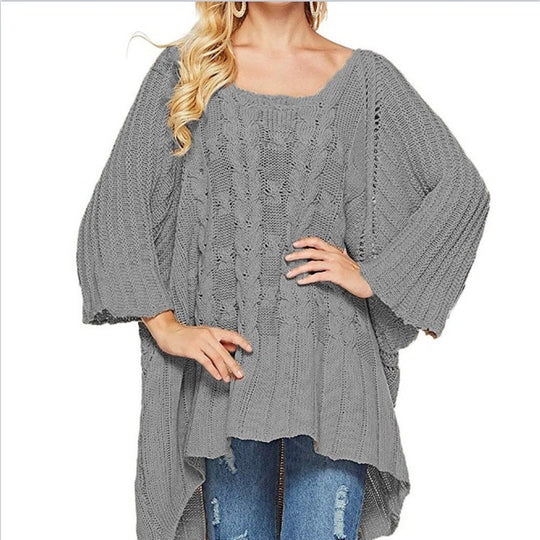 Damen Großer Strickpullover mit asymmetrischem Schnitt und lässigem Stil R&B