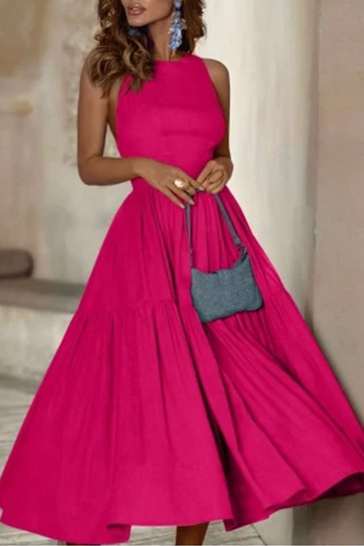 Damen Elegantes Langarmkleid mit bodenlangem Rock und raffinierten Falten R&B