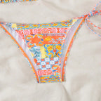 Damen Triangel-Bikini-Set mit verspielt floralem Muster und verstellbaren BindR&Bändern R&B