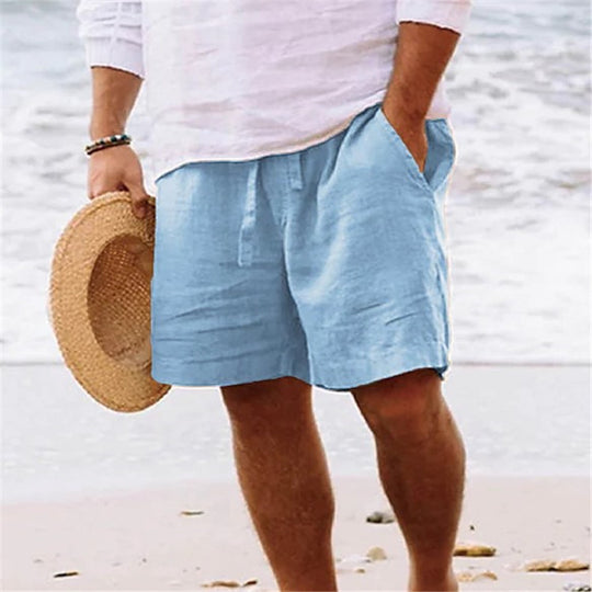 Herren luftige Leinen-Shorts mit elastischem Bund und praktischen Seitentaschen R&B