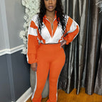 Damen Sportliches Zweiteiliges Set mit cropped Jacke und figurbetonten Leggings R&B