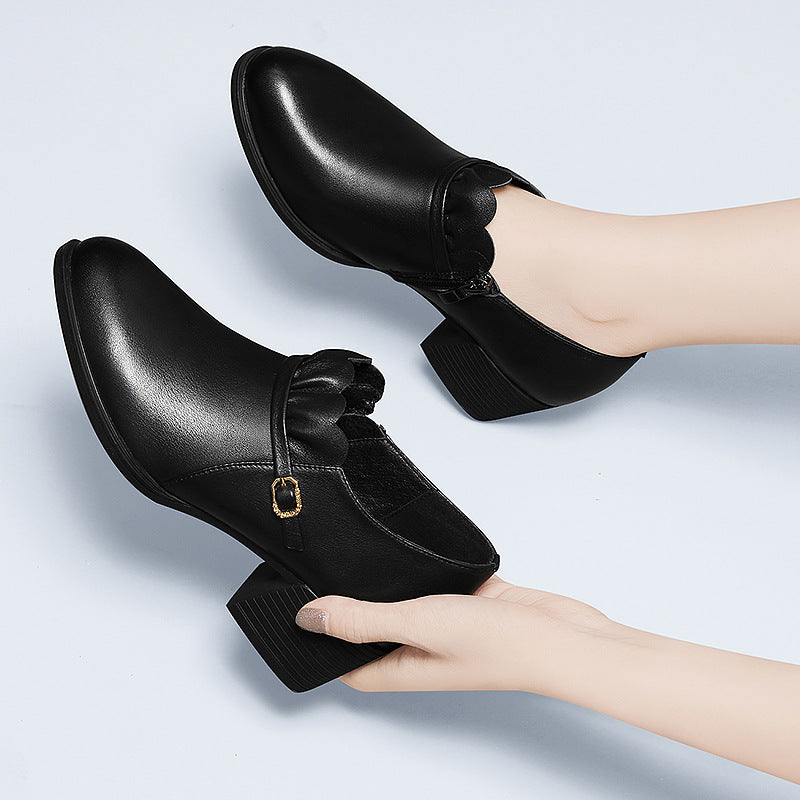 Damen elegante Stiefeletten mit Zierschnalle und komfortablem Absatz R&B