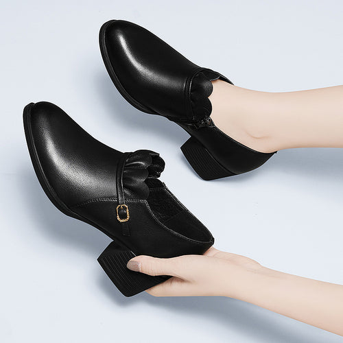 Damen elegante Stiefeletten mit Zierschnalle und komfortablem Absatz R&B