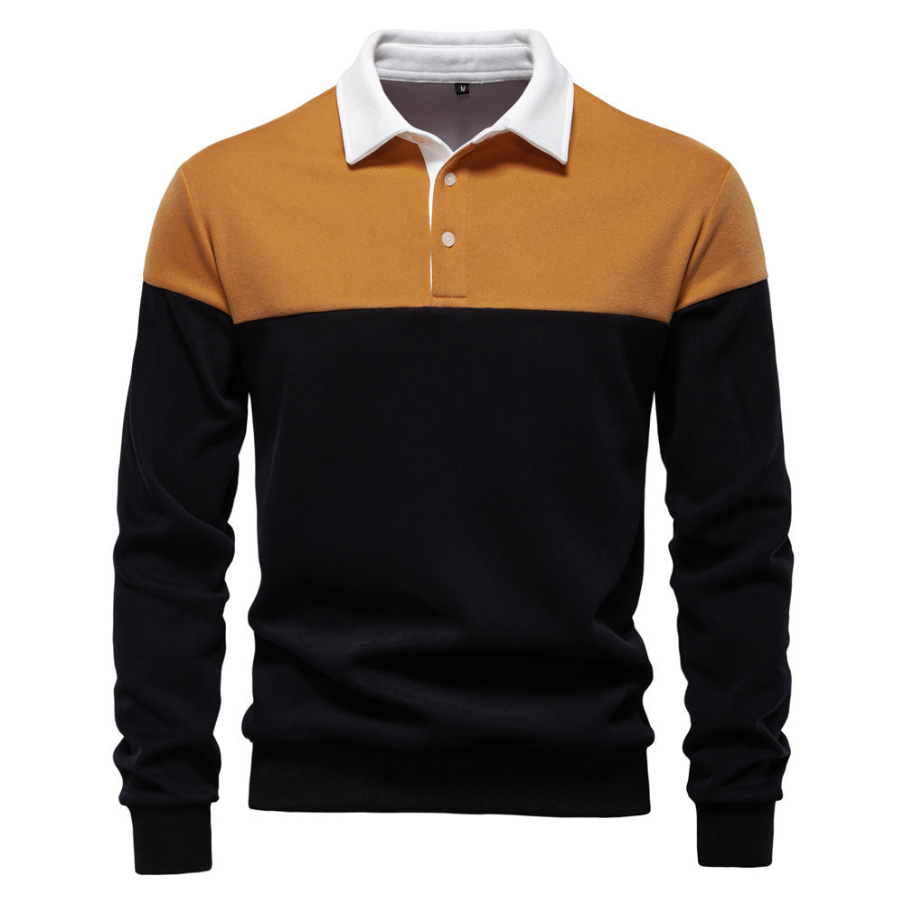 Herren Langarm Poloshirt mit modernen Farbapplikationen und hochwertigem Stoff R&B