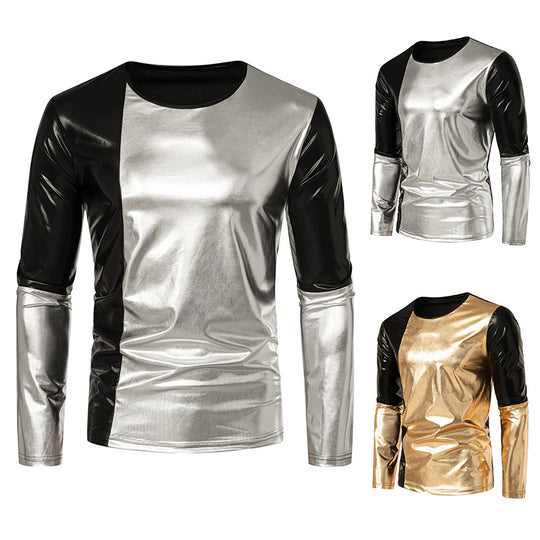 Herren Modisches Metallic Langarmshirt mit eleganten Kontrasten R&B