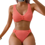 Damen strukturierter Bikini mit versetztem Band R&B