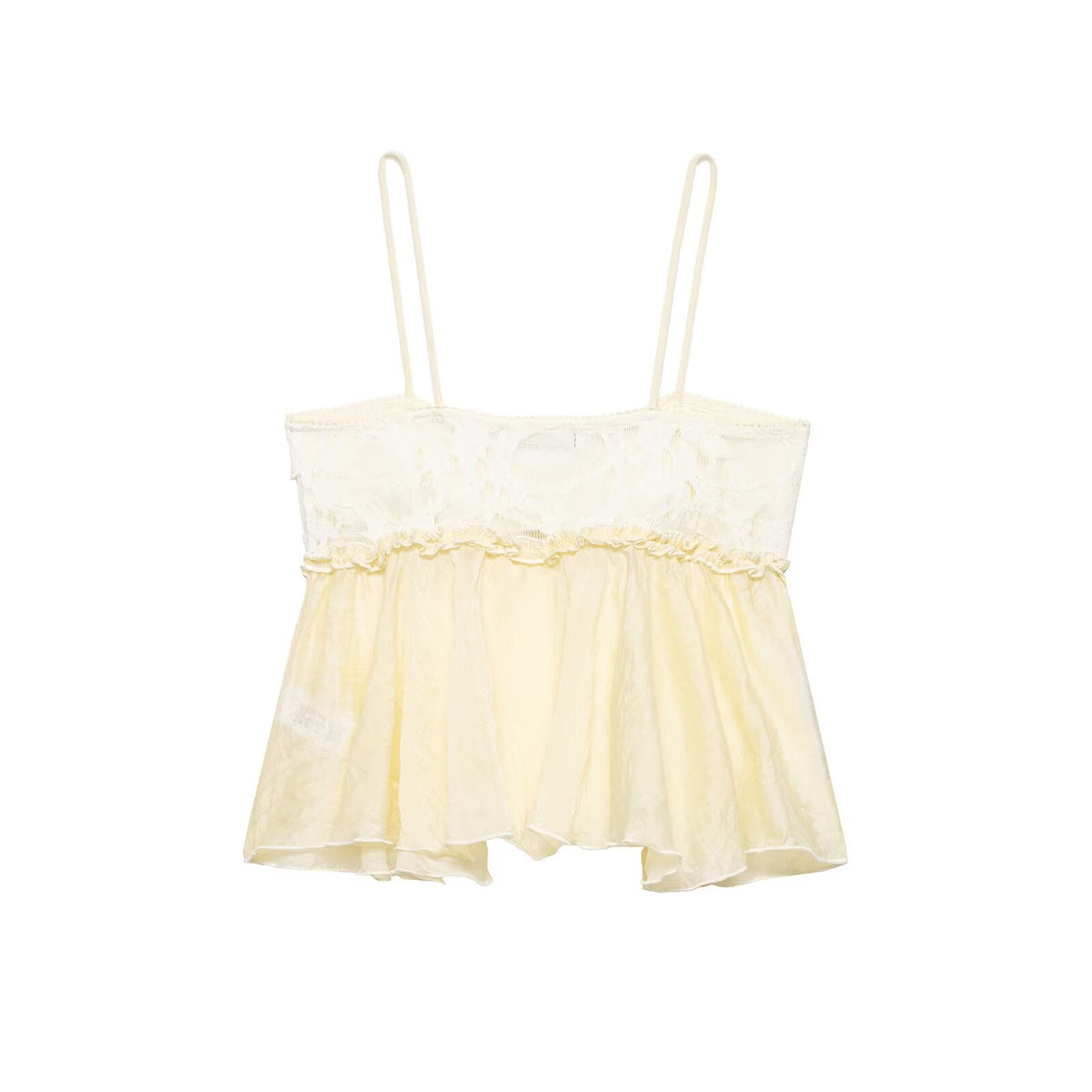 Damen Spitzen-Cami-Top mit zarter Rüsche und fließendem Schnitt R&B