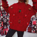 Damen Winter-Pullover mit festlichem Motiv und strukturierter Strickart R&B