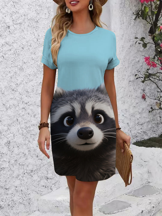 Damen T-Shirt Kleid mit kreativem Druckdesign R&B