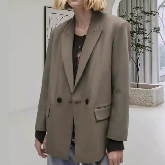 Damen Oversized Blazer mit eleganter Silhouette und dekorativen Knöpfen R&B
