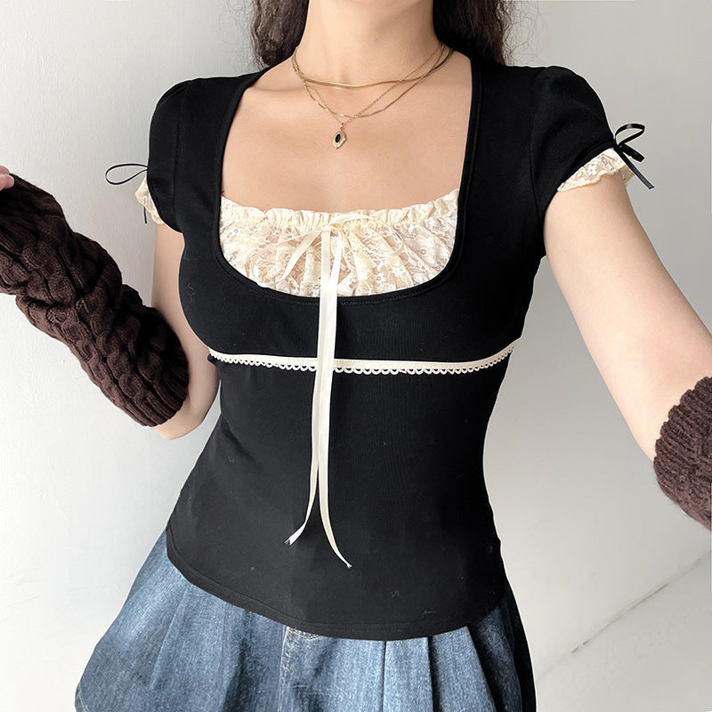 Damen Elegantes Spitzenoberteil mit raffinierten Schnürdetails R&B