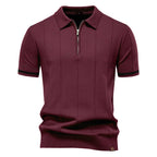 Herren Polohemd mit kurzer Knopfleiste und strukturiertem Design