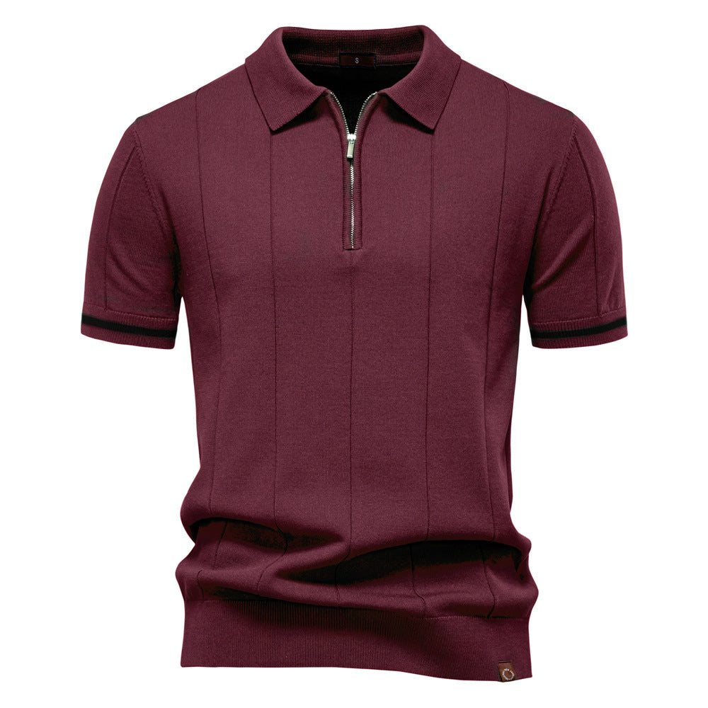 Herren Polohemd mit kurzer Knopfleiste und strukturiertem Design