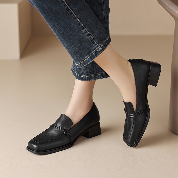 Damen elegante Loafers mit komfortablem Blockabsatz