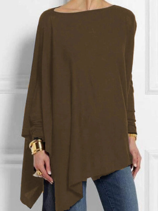 Damen nan drapierte Oversize-Tunika mit schrägem Zipfelsaum und weiten Fledermausärmeln R&B