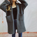 R&B | Lange Strickjacke mit Taschen Chunky Strick Weiche und Lässige Silhouette