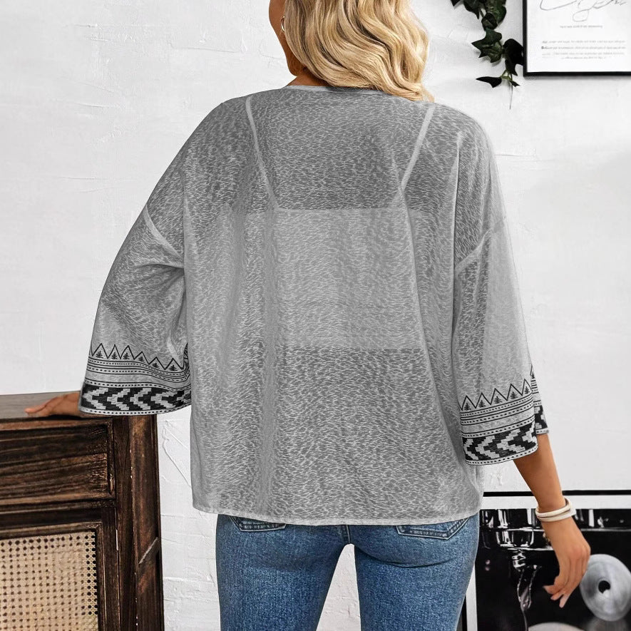 Damen Leichtes und luftiges Strickcardigan mit ethnischem Muster R&B
