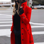 Damen modischer Trenchcoat mit hohem Kragen und eleganten Knopfdetails R&B