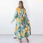 Damen Maxi-Kaftan mit floralem Muster und tiefem Ausschnitt R&B