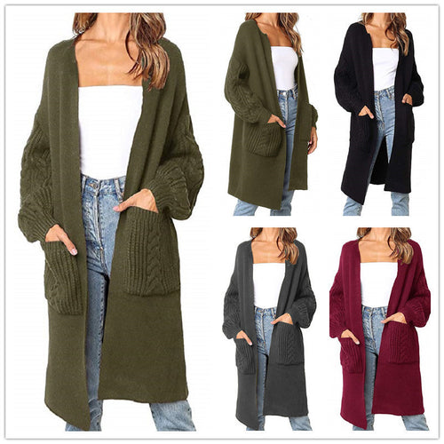 Damen gemütliche Strickjacke mit Taschen R&B
