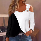 Damen Langarm-Oberteil mit Cut-Out-Details und asymmetrischem Design R&B