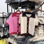 Damen Kurzarmpullover mit kontrastierenden Details R&B