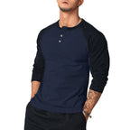 Herren klassisches Langarmshirt im Vintage-Stil mit unterstützenden Kontrastärmeln R&B