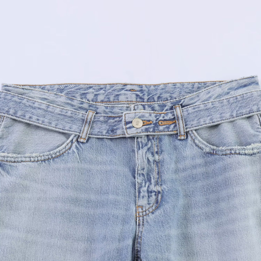 Damen weite Jeans im modernen Schnitt mit hohen Seitenöffnungen R&B