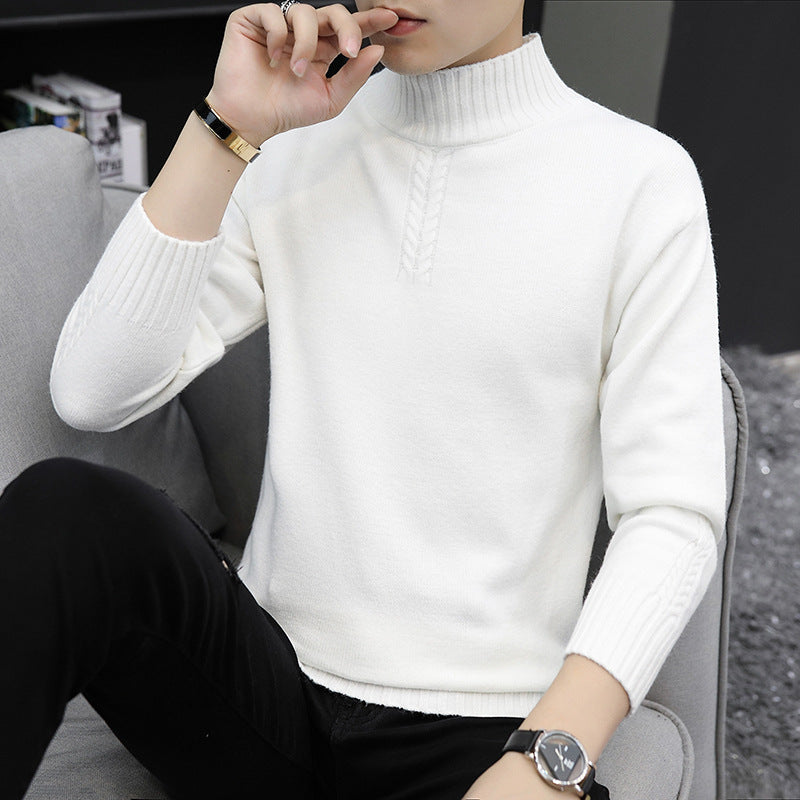 Herren Strickpullover mit hohem Kragen und Rippstrickdetails R&B