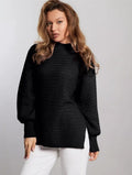 Damen modischer Strickpullover mit strukturiertem Muster und weitem Schnitt R&B