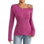Damen Knoten Shirt mit schulterfreier Design und strukturiertem Strick R&B