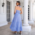 Damen Maxikleid mit V-Ausschnitt und Volants R&B