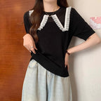 Damen Elegantes Strickoberteil mit dekorativem Rüschensaum und atmungsaktivem Design