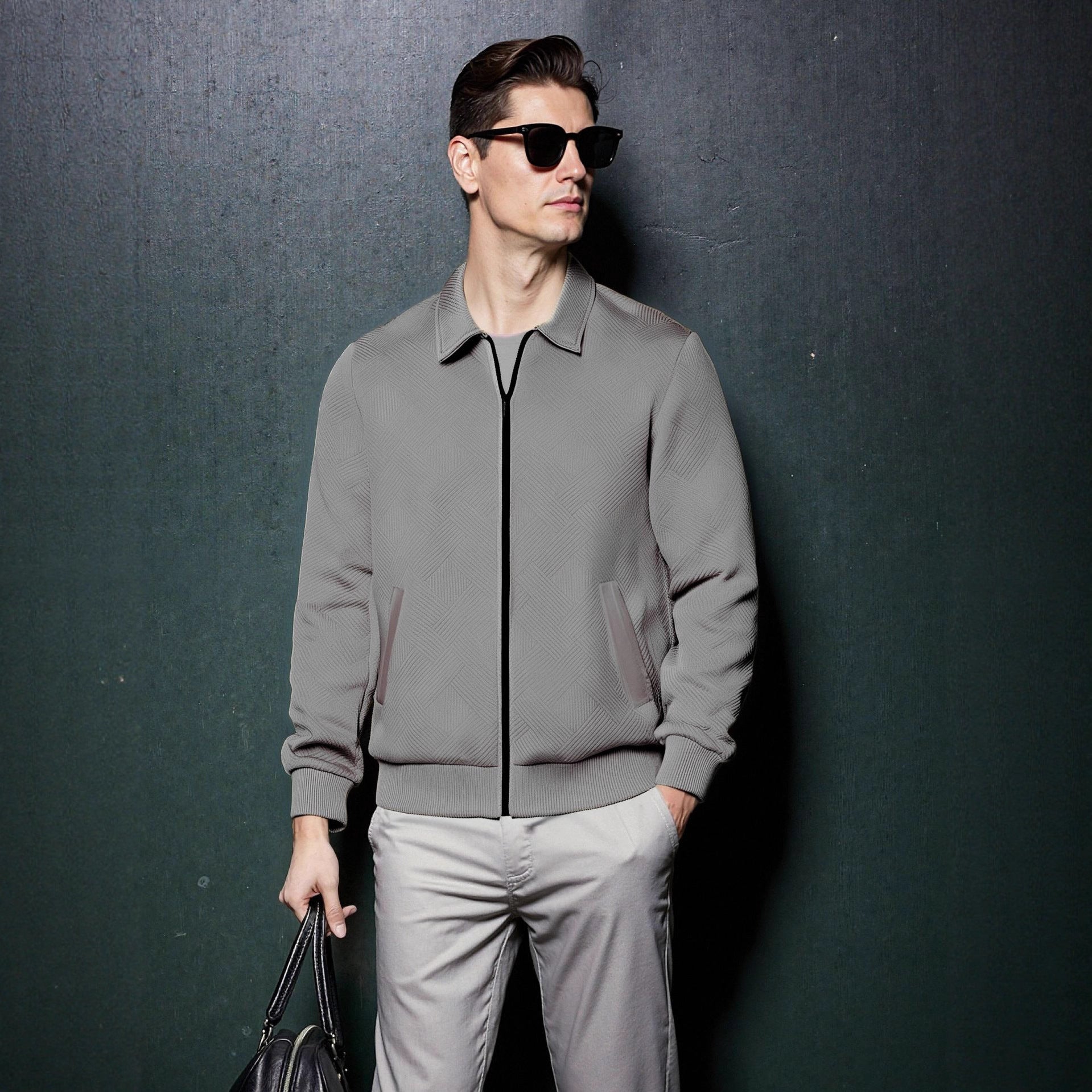 Herren sportliche Jacke mit strukturiertem Design und modernem Kragen R&B