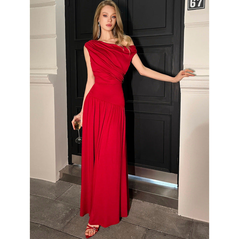 Damen Elegantes Maxikleid mit Drapier-Details R&B