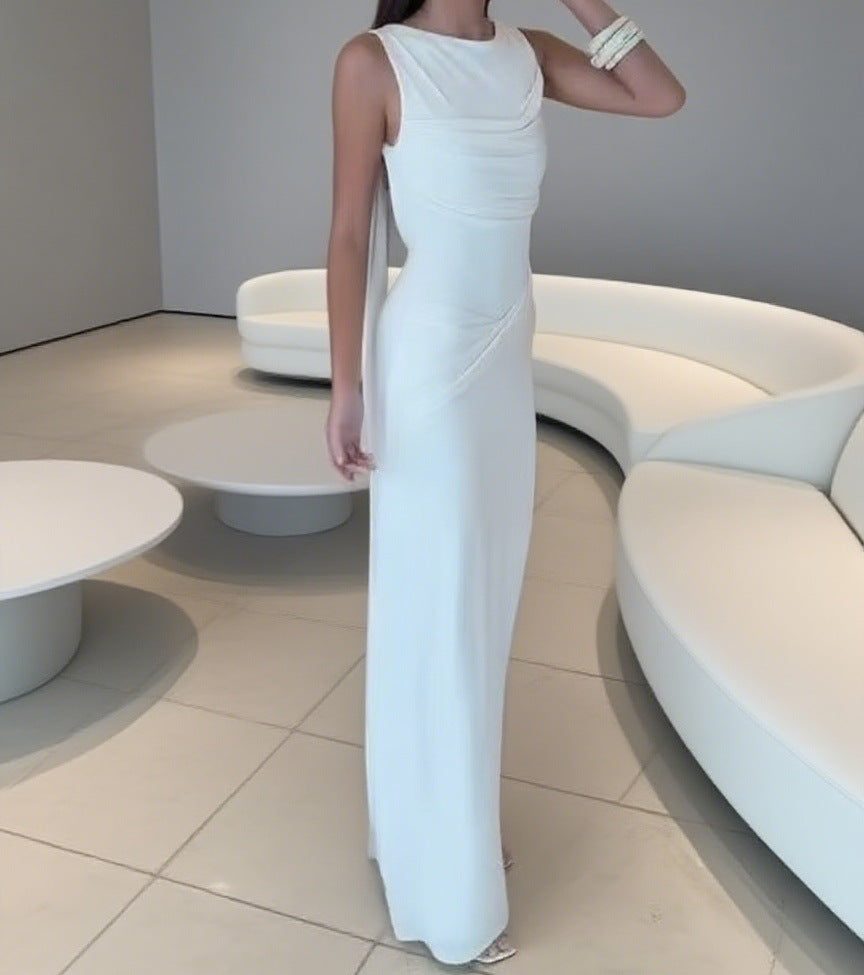 Damen Elegantes Maxi-Kleid mit raffinierter Drapierung und asymmetrischem Schnitt R&B