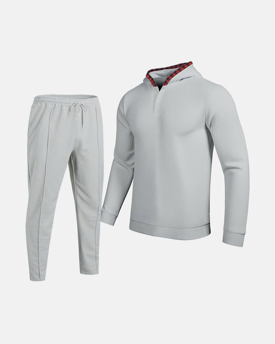 Herren Sportlicher Hoodie mit Karodetails und passtgenauen Jogginghose R&B