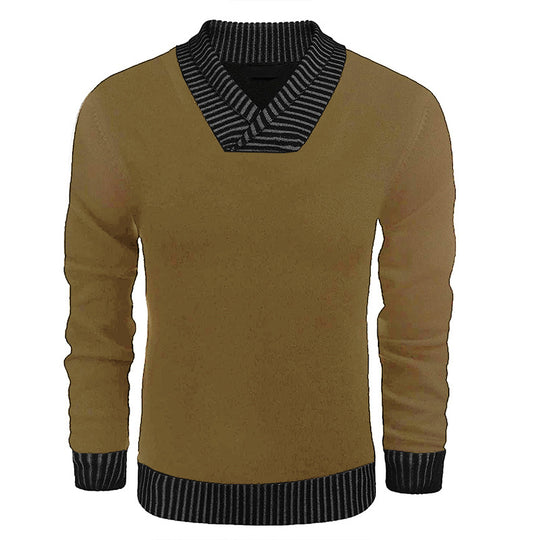 Herren eleganter Strickpullover mit modernem Schalkragen und strukturiertem Oberteil R&B