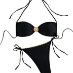 Damen Eleganter Bikini mit goldenen Akzenten R&B