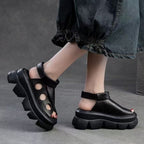 Damen Plateau-Sandalen mit modischem Cut-Out-Design und bequemer Sohle