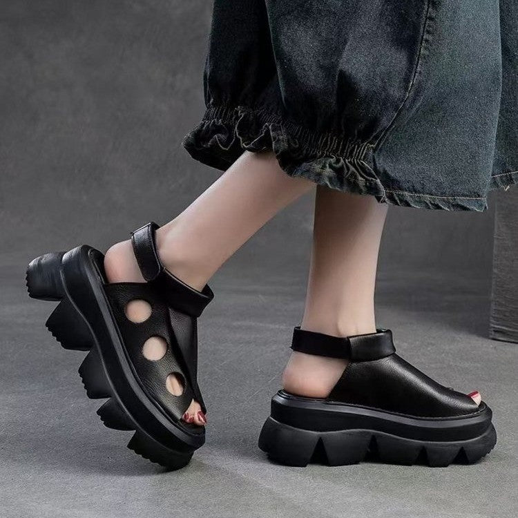 Damen Plateau-Sandalen mit modischem Cut-Out-Design und bequemer Sohle