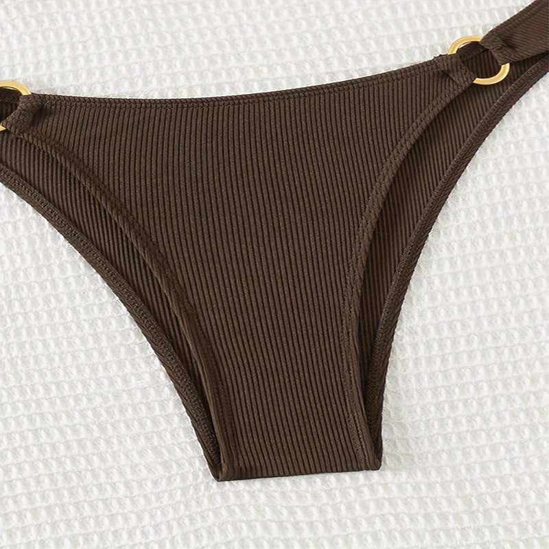 Damen Triangel-Bikini mit elegantem Ringdetail und hochwertiger Rippstruktur R&B