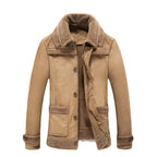 Herren warme Lammfelljacke mit Knopfkragen R&B